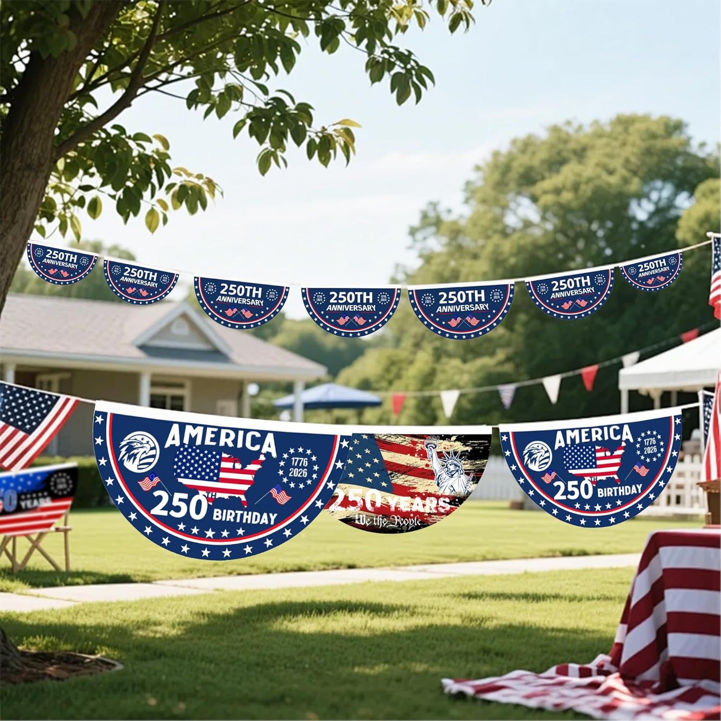 Happy 250 Years Birthday USA Flag | America Anniversary Flag | Patriotic 4th of July Flag | Independence Day House Flag Garden Flag