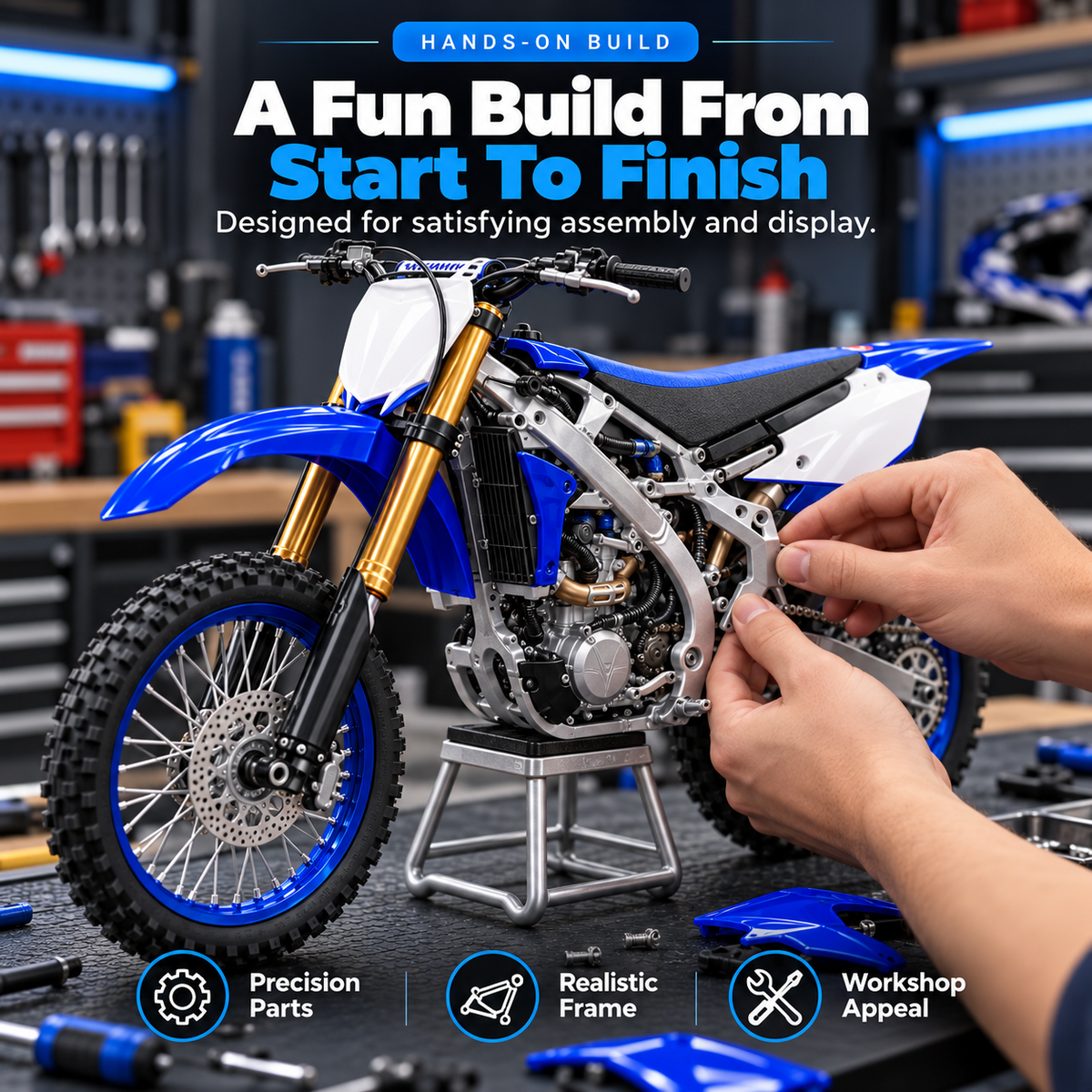🔥HOT SALE 50% 🏁 DIY Motocross Dirt Bike Model Kit – Build & Display 🏍️