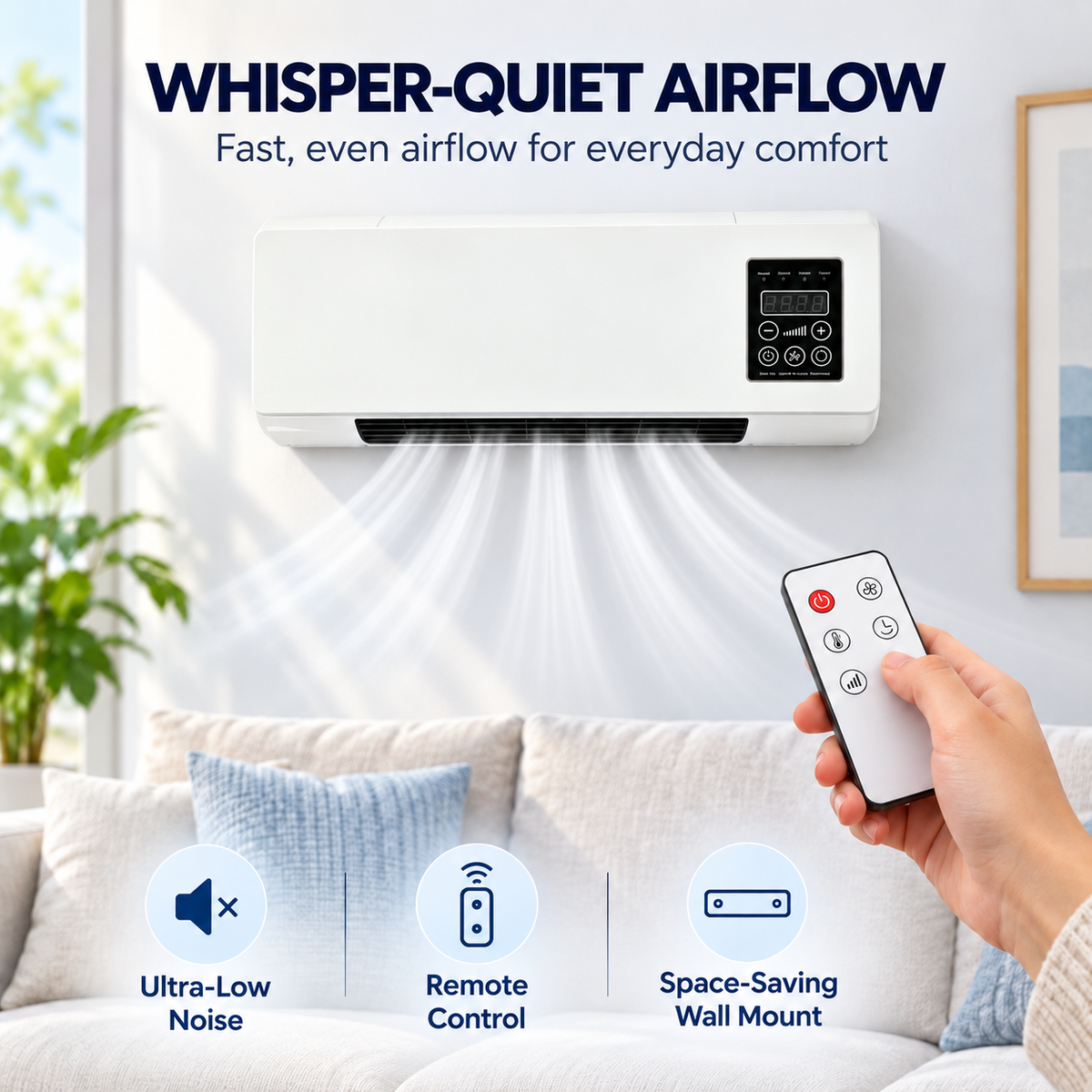 ❄️🔥 2-in-1 Wall-Mounted Cooling & Heating Unit – Remote Control
