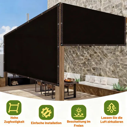 ⛅ Black 90% Blackout Fabric, 10×13ft UV Protection Shade Net with Reinforced Rivets