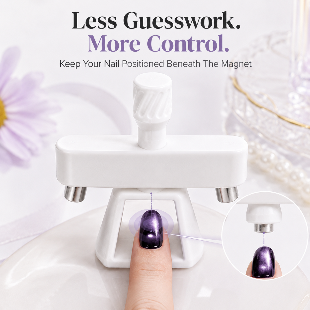 💅 Rotating Cat Eye Gel Nail Magnet Tool with Dual Height Finger Rests 💎