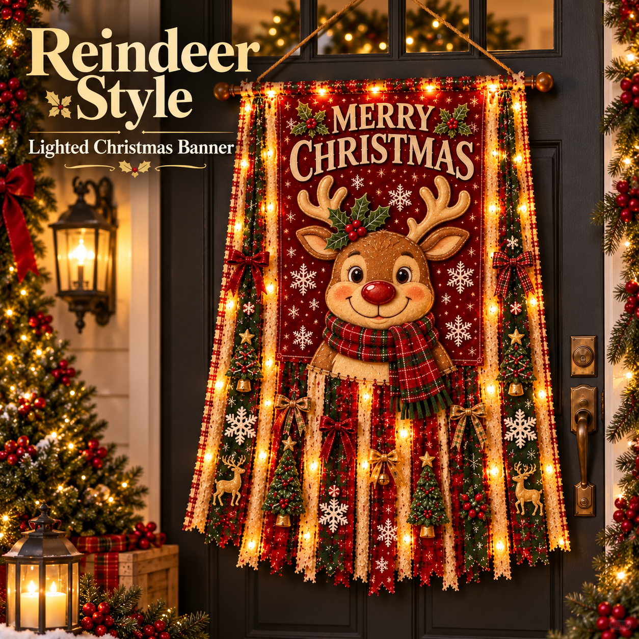 🎄 Lighted Christmas Door Hanging Decor✨