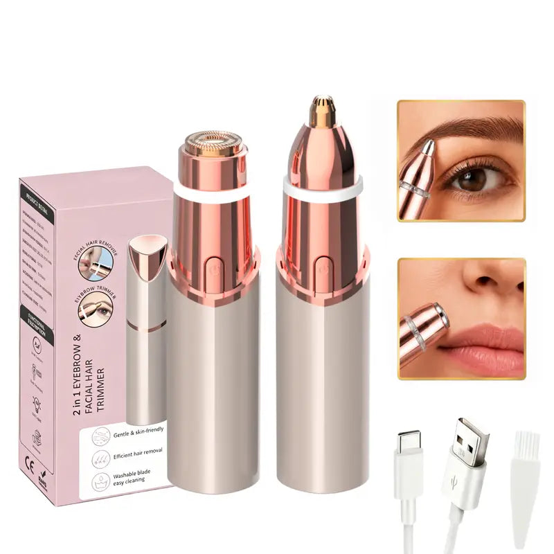 ✨ 2-in-1 Rechargeable Facial & Eyebrow Hair Trimmer