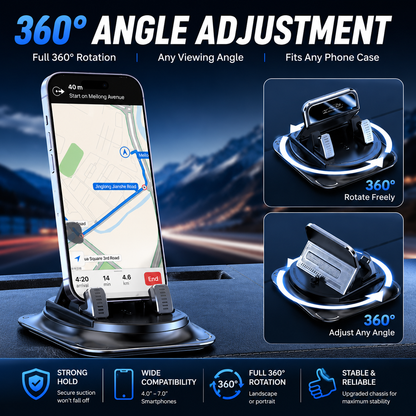 360° Car Phone Holder | Dashboard Suction Cup Mount for iPhone & Android