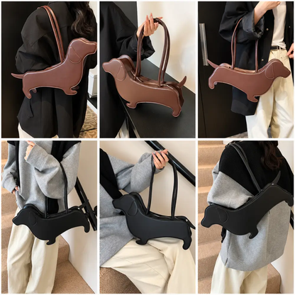 🐶 Dachshund-Shaped Crossbody Bag – Cute PU Dog Purs
