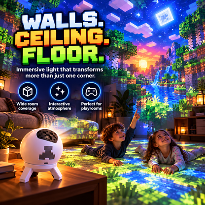 🎮 Pixel Block World Room Projector – USB-Powered Bedroom & Gaming Atmosphere Light