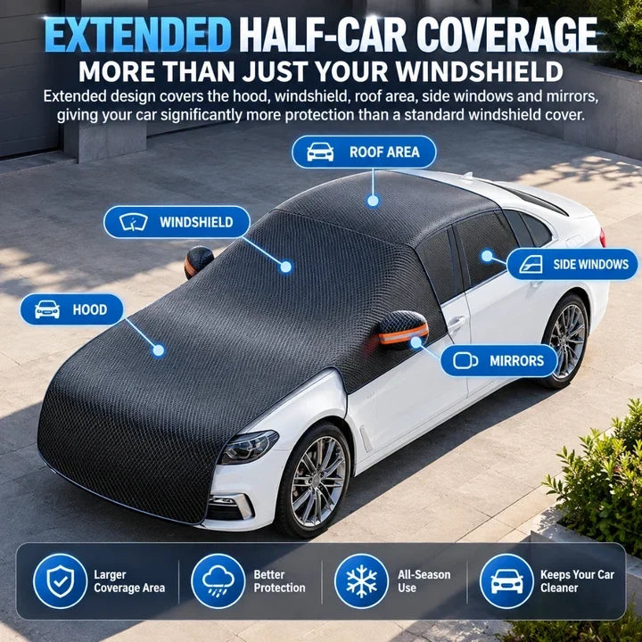 Upgrade 6-Layer Half-Car Protective Cover – Snow, Frost, UV & Wind Protection