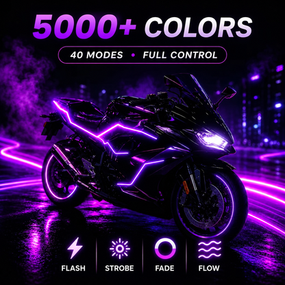 🏍️ Motorcycle RGBIC Glow Kit – 5000+ Colors, Music Sync & App Control