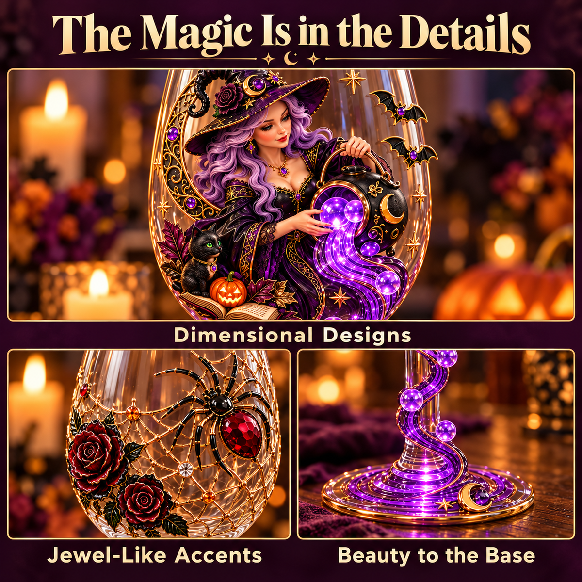 🎃 Halloween Decorative Wine Glass Collection | 5 Spooky Designs