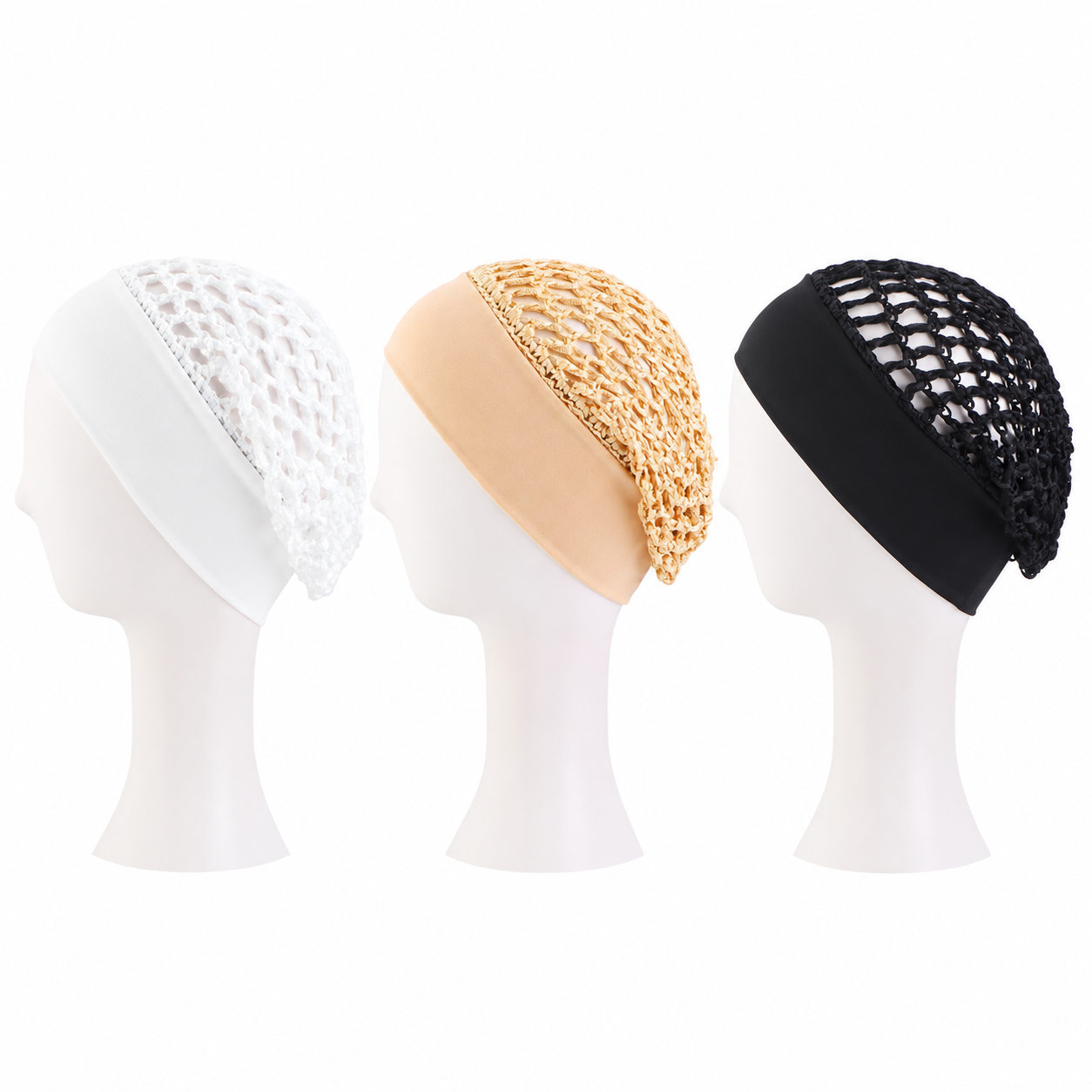 Humwam 3-Piece Stretchy Wide-Edge Sleeping Cap Set, Soft Protection Bonnet for Nighttime Hair Care & Beauty (Shower Cap for Home Bathroom Use),sohochic