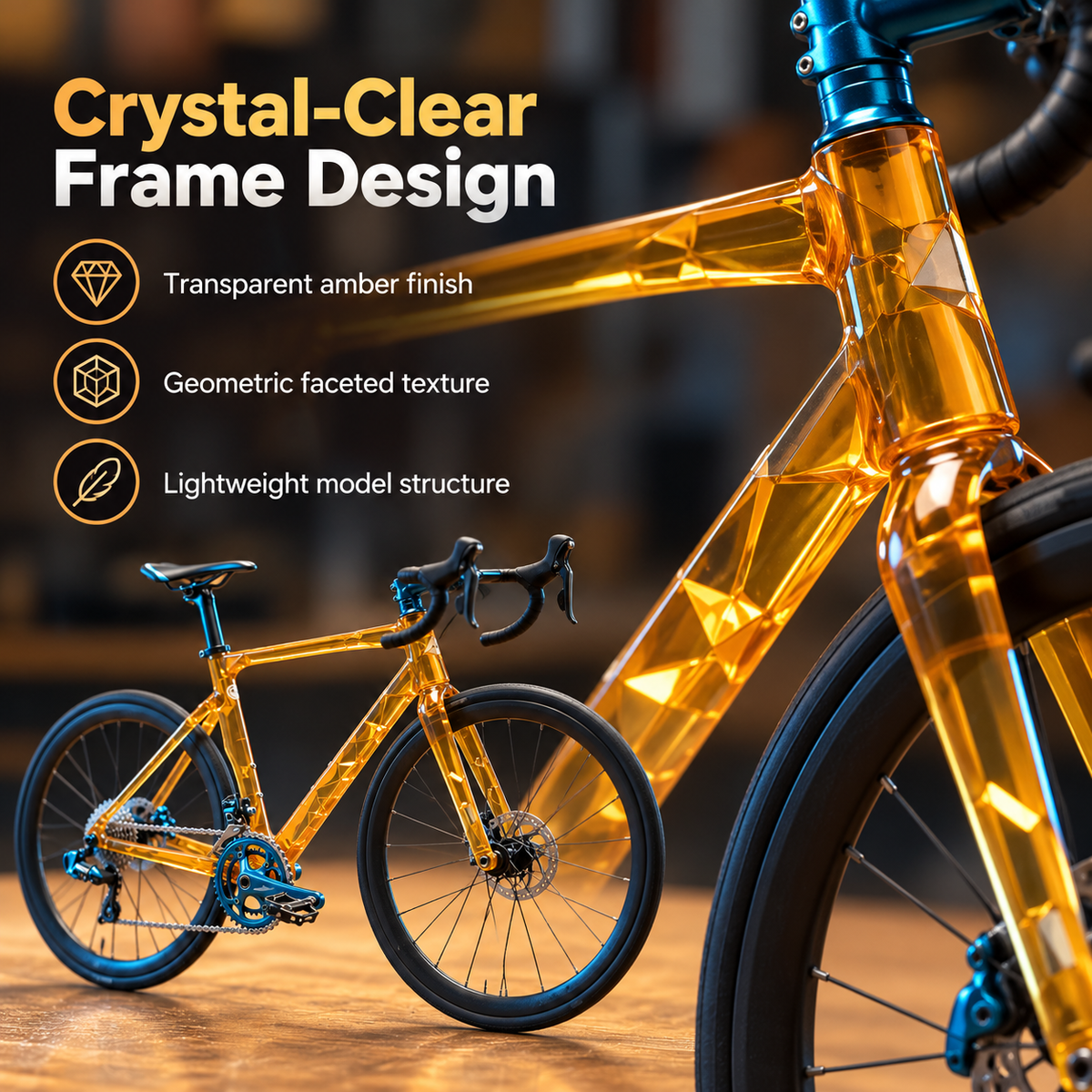 💎🚴 Transparent Mini Road Bike Model – DIY Assembly Kit & Desk Display