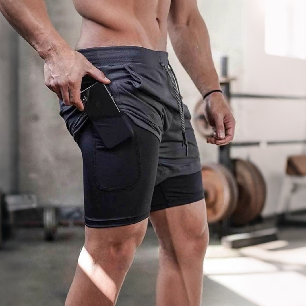 3-Pack Men's 2 in 1 Stretch Active Quick Dry Gym Running Shorts With Liner