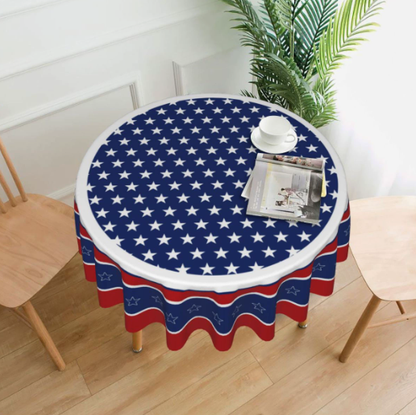 Patriotic Starburst Round Tablecloth