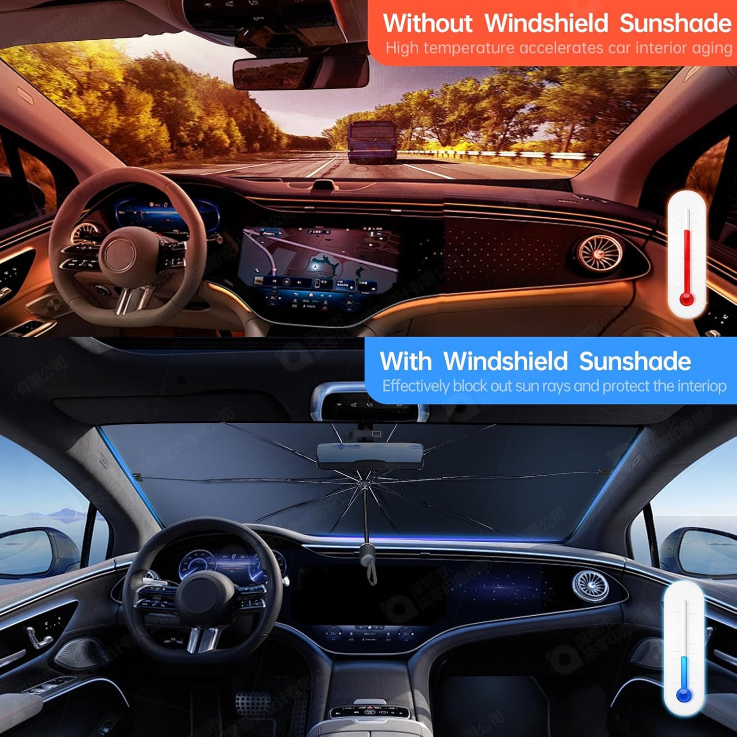 🔥Limited-time offer - 2026 Upgraded Car Windshield Sun Shade Umbrella