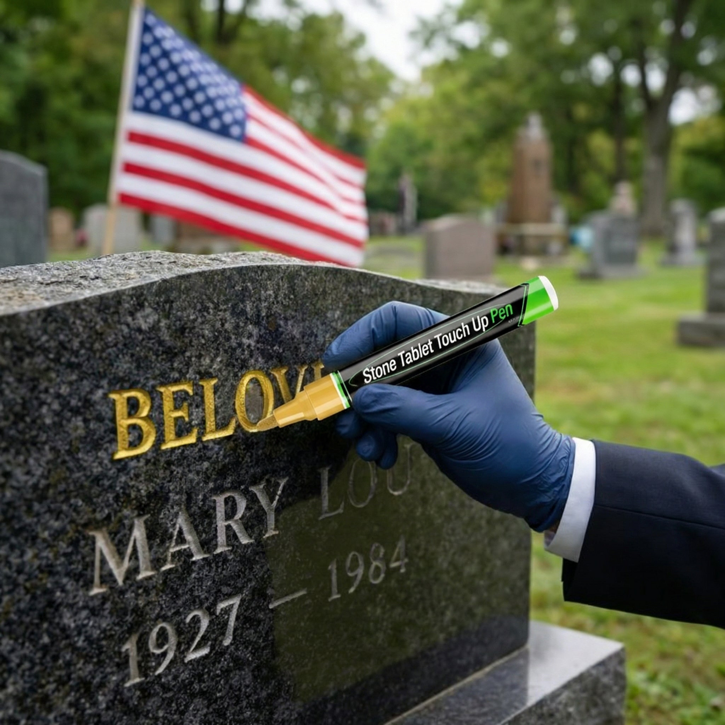 ⏳Limited Time 49% Discount | Golden Tombstone Touch-Up Pen Recover Faded Memorial Engravings