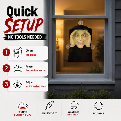 👻 Peeping Face Window Prank Prop – Realistic Halloween Suction Cup Scare Decoration
