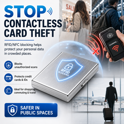RFID Blocking Metal Card Holder – Slim Stainless Steel Wallet, 6/8/10 Slot