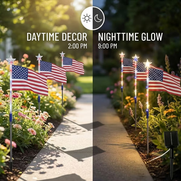 🔥250th Independence Celebration: 49% OFF🔥8 Solar American Flag Pathway Lights💫