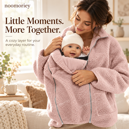 🤍 Cozy 2-in-1 Sherpa Babywearing Jacket – Soft & Warm Fleece Mom and Baby Coat
