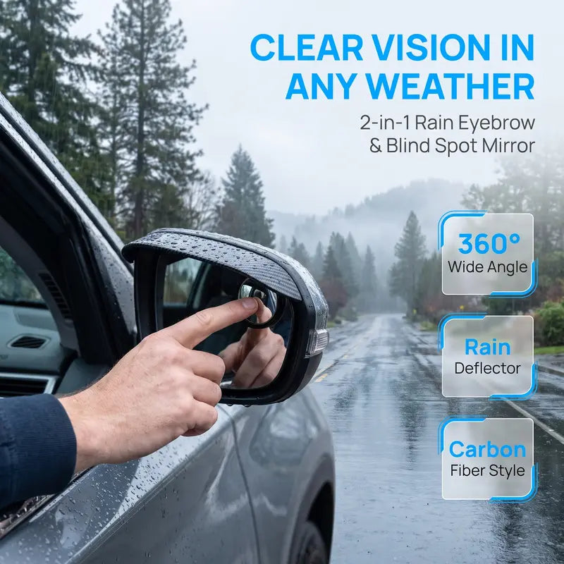 🎁2-in-1 Rearview Mirror Rain Visor with 360° Blind Spot Mirror!!!