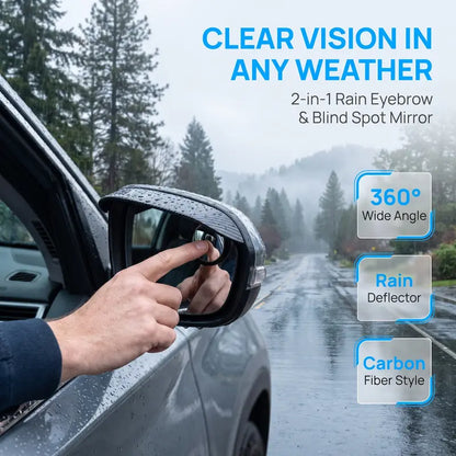 🎁2-in-1 Rearview Mirror Rain Visor with 360° Blind Spot Mirror!!!