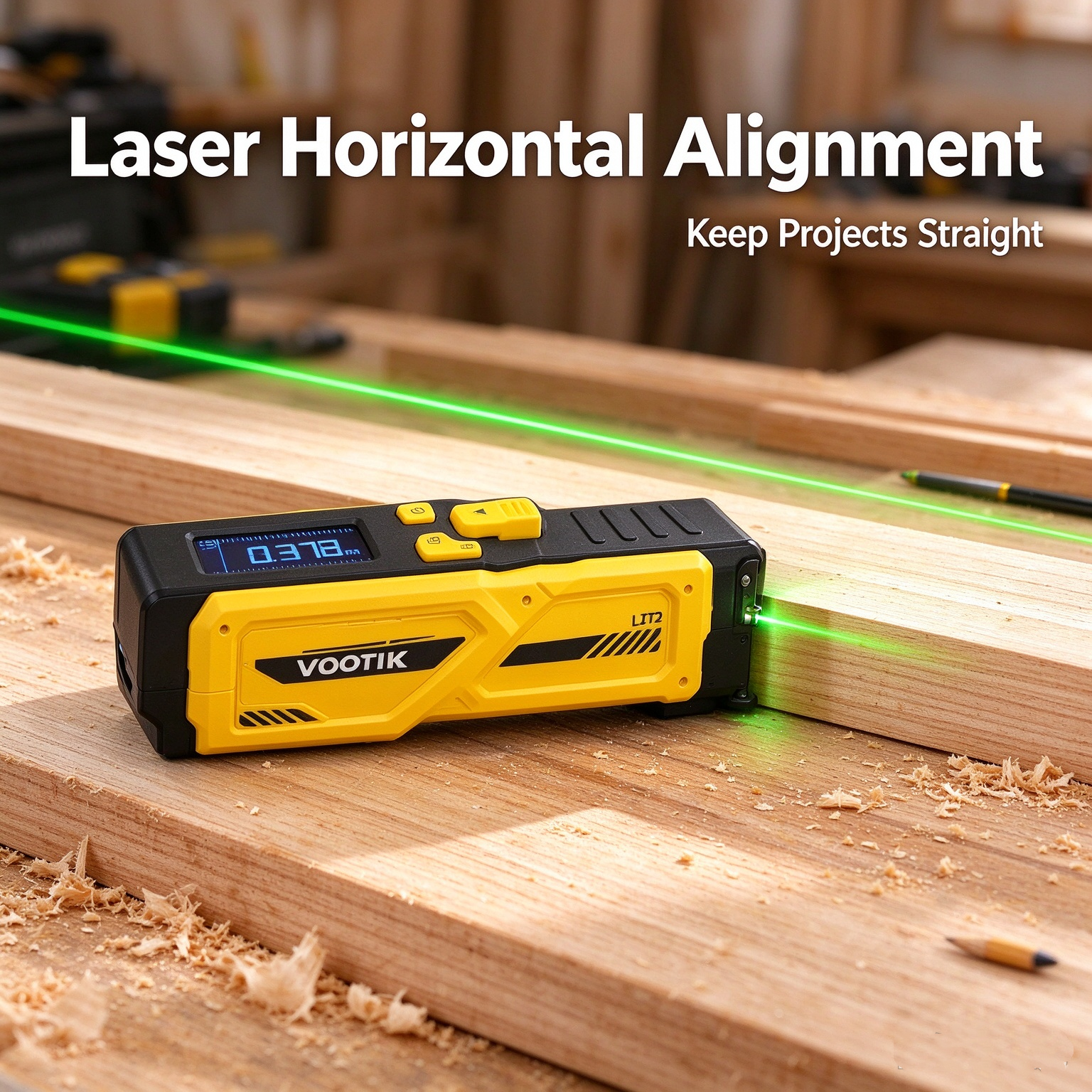 Laser alignment feature of the digital measuring tape