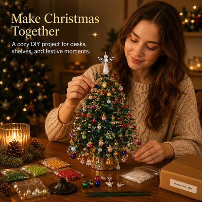 🎄 DIY Beaded Christmas Tree Craft Kit - Tabletop Holiday Decoration✨