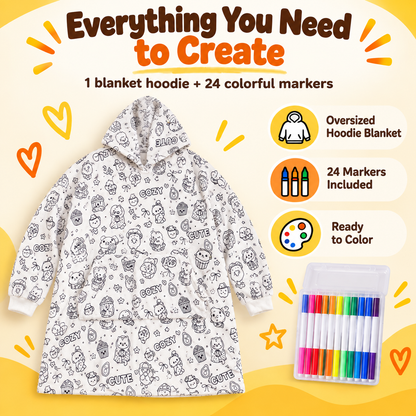 ✨Cozy Coloring Hoodie for Kids & Adults-Wear Your Own Artwork –
