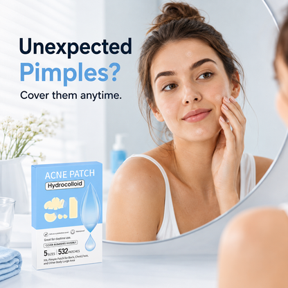 💧 532 PCS Hydrocolloid Acne Patches – Multi-Size Blemish & Spot Absorbing Covers ✨