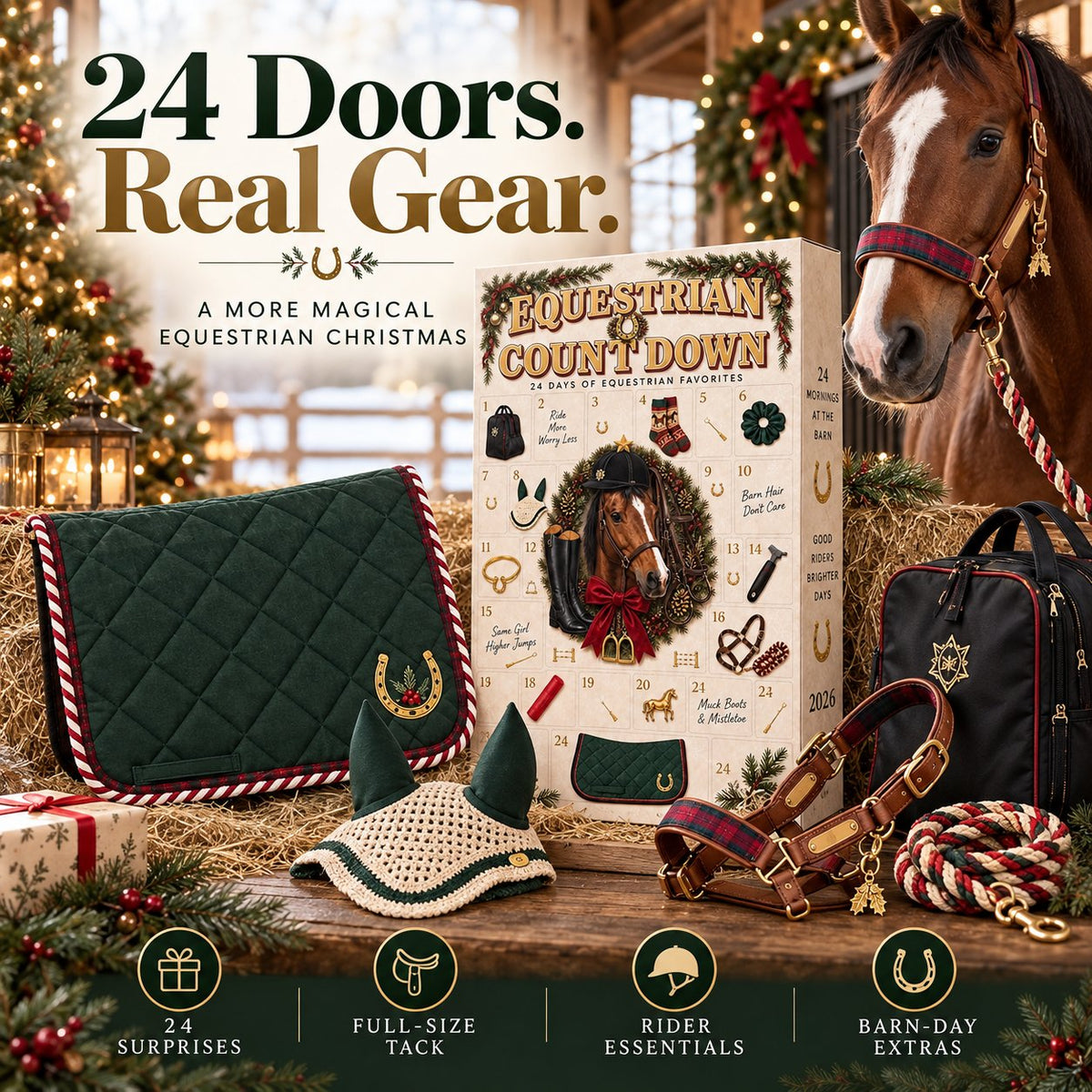 🐎 Equestrian Countdown Calendar — Real Tack Behind Every Door, From Christmas Eve to Christmas Morning