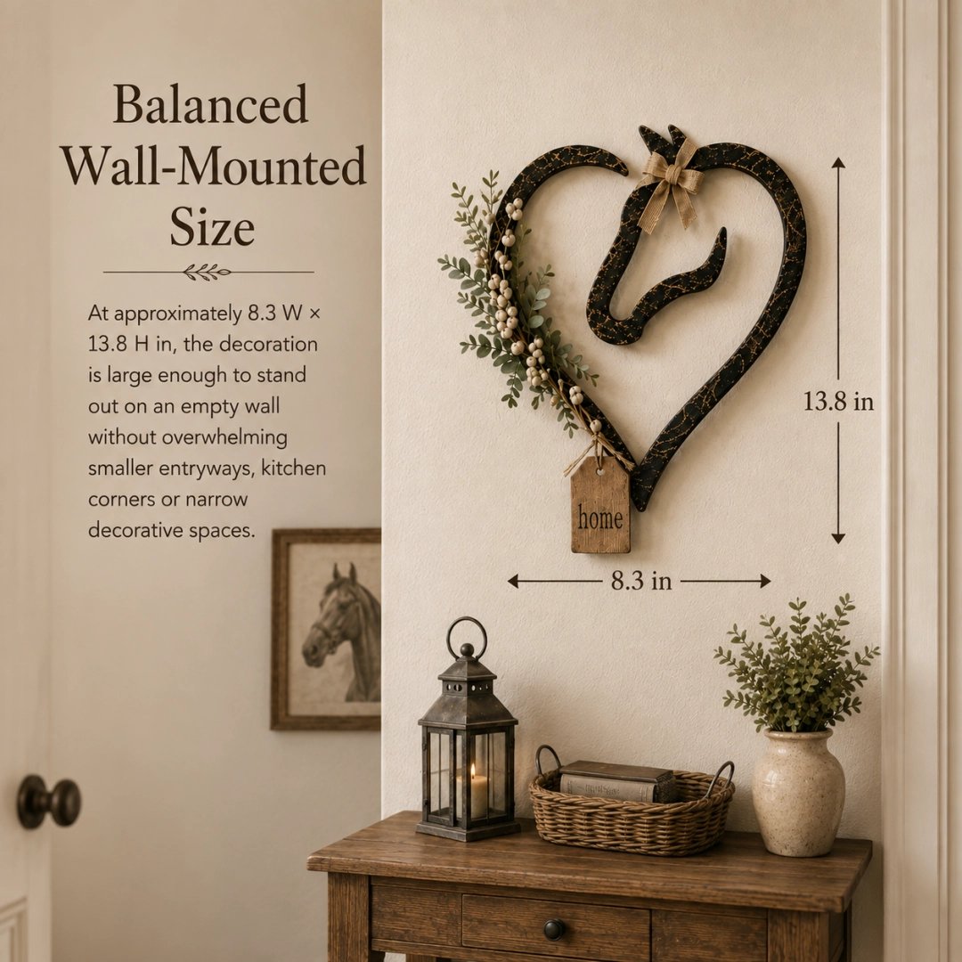 ✨Rustic Horse Heart Wall Decor with Greenery – Farmhouse Equestrian Home Accent