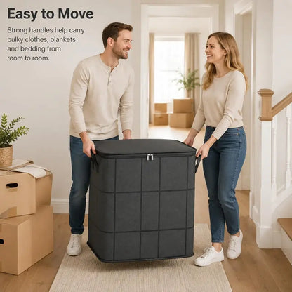 Large Zippered Reinforced Foldable Fabric Organizer Bin