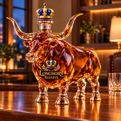 🐂  Longhorn Collector’s Bottle 👑 Sculpted Display & Gift Box