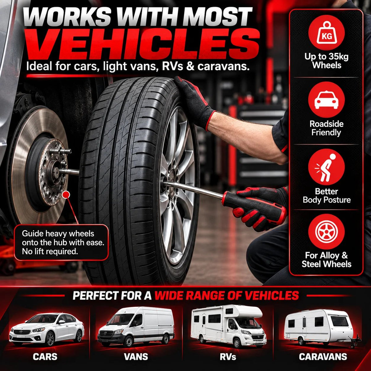 🔥HOT SALE🔥🔧 Heavy Wheel Fitting Tool – Hub Positioning & Tire Mounting Assistant