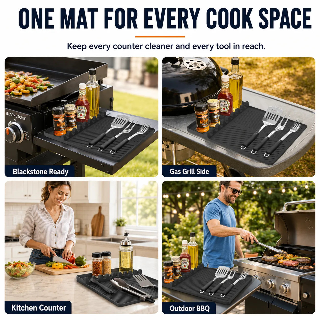🔥🍳 16.5" × 11" Silicone Grill Side Shelf Mat – Heat-Resistant, Non-Slip & Dishwasher Safe BBQ Organizer ✨