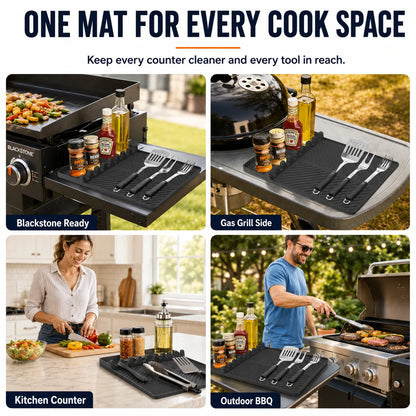 🔥🍳 16.5" × 11" Silicone Grill Side Shelf Mat – Heat-Resistant, Non-Slip & Dishwasher Safe BBQ Organizer ✨