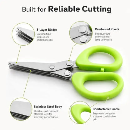 5-Blade Stainless Steel Herb Scissors with Protective Sheath