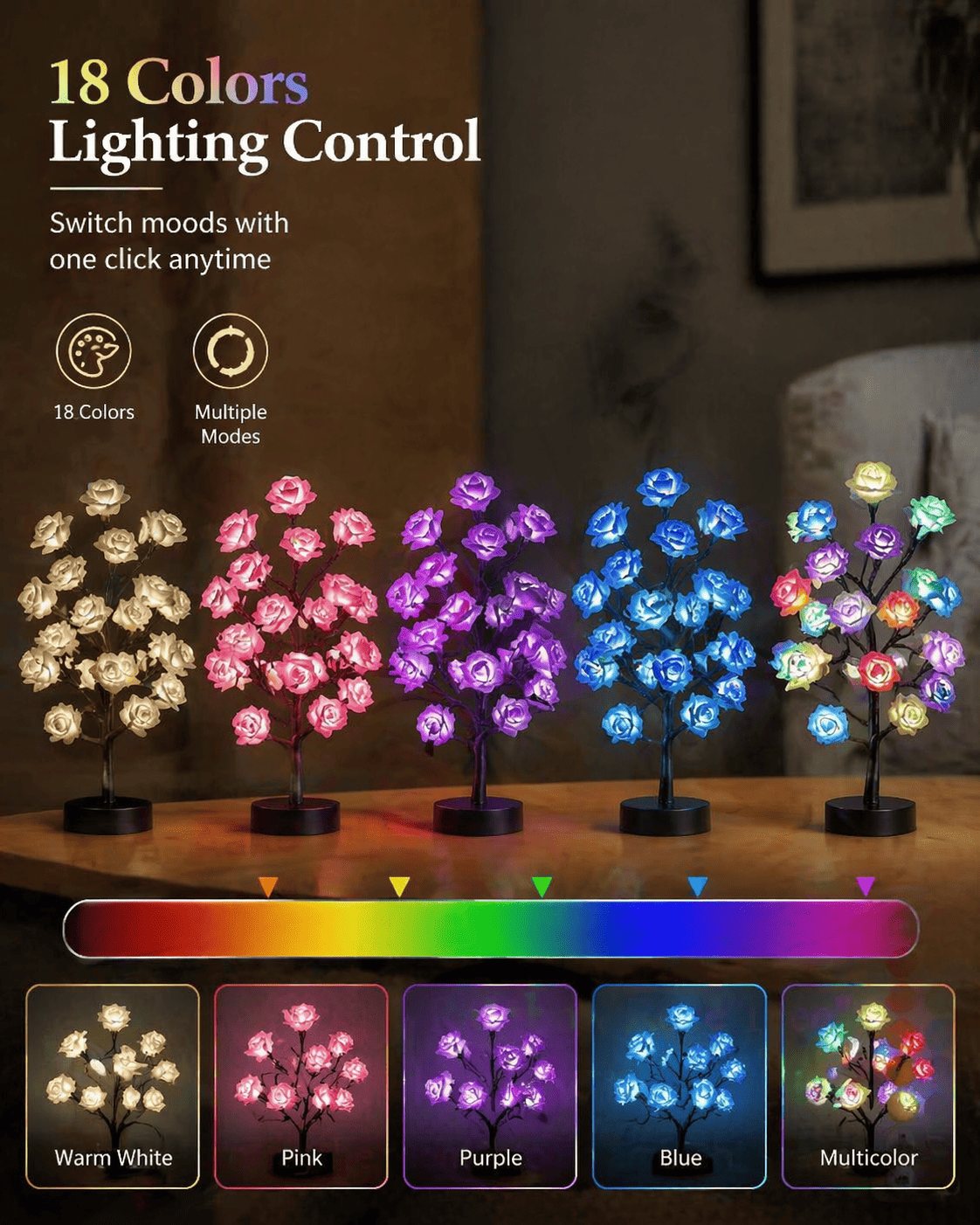 🌹 Romantic LED Rose Tree Light with Remote