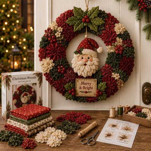 ⏰LAST DAY 49% OFF - 3D Fabric Poke Wreath DIY Kit 🎄🧡 (Video Tutorial & Finished Wreath Reference Included ✨ Beginner-friendly)