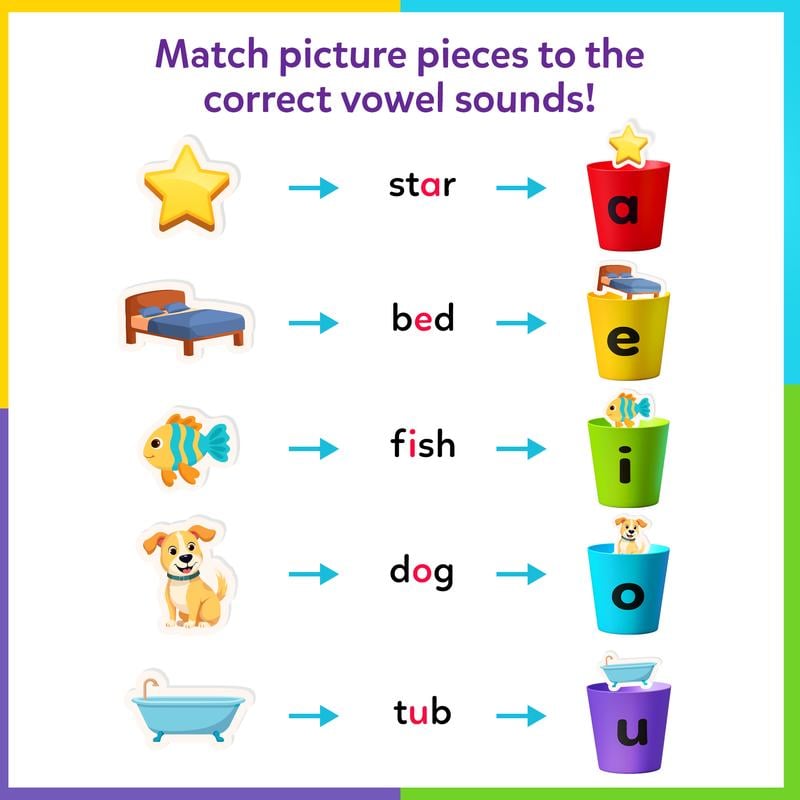Phonics Vowel Sorting Toy – 100+ Picture Pieces, Ages 4–7