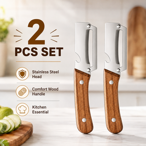 Stainless Steel Sharp Peeler with Wooden Non-Slip Ergonomic Handle