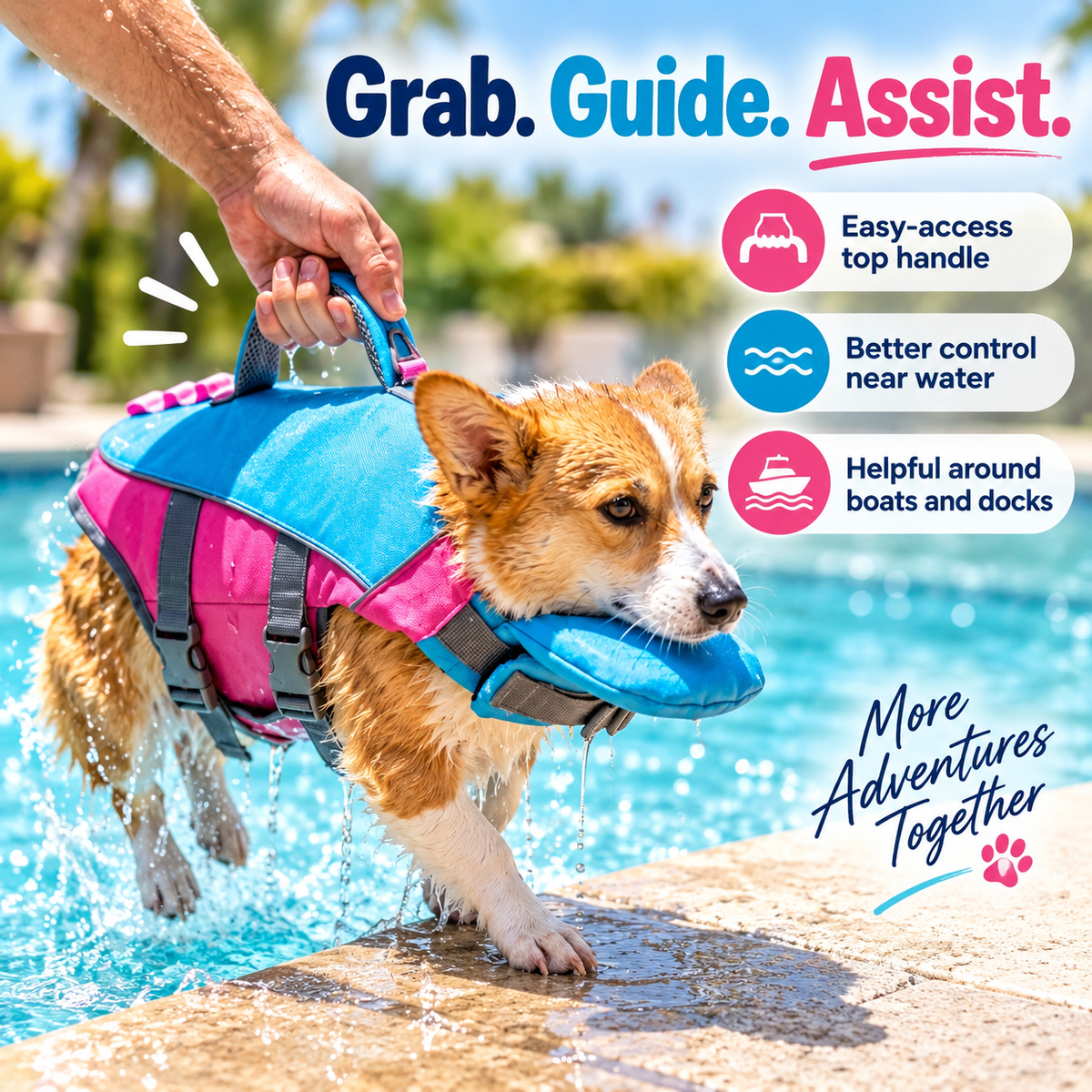 Dog vest top grab handle
