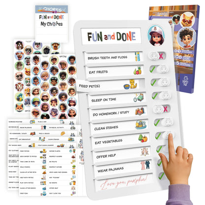 Magnetic Kids Daily Routine Chore Chart, Visual Task Board with Stickers & Icons, Autism & ADHD Kids Routine Tool