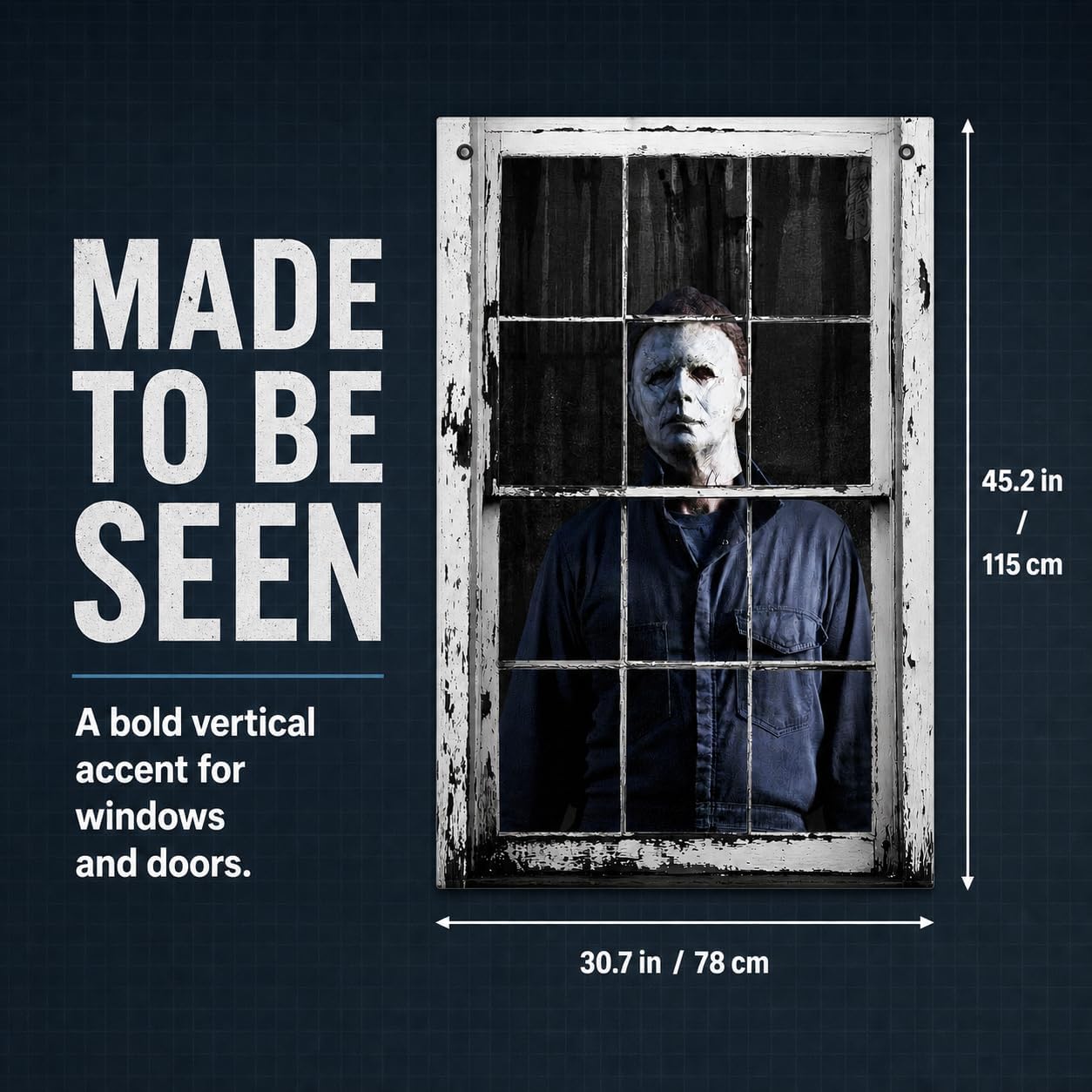 👁️ [Scare Neighbors] 3D Halloween Window Poster: Realistic Horror Scene