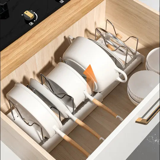 Pot Lid Organizer Rack - 7 Compartment Kitchen Utensils Holder