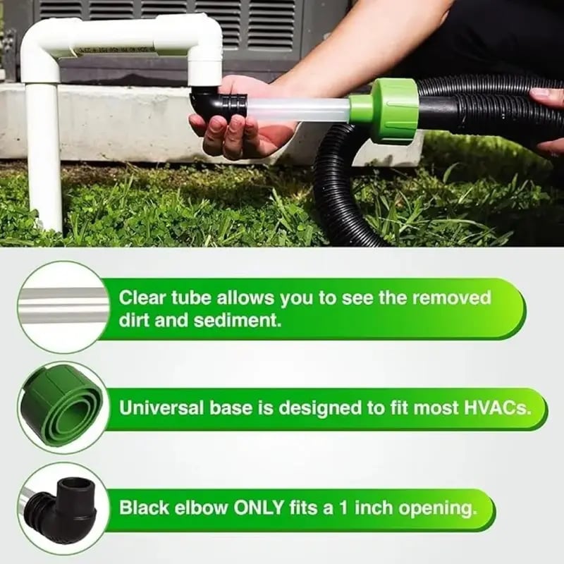 🔥HOT SALE 49% OFF🧼AC Drain Line Cleaner Tool – Drain Clog Remover Adapter, Universal Wet/Dry Vac Attachment for Clearing AC Condensate Drain Lines, Clear Visibility Cleaning Kit✨