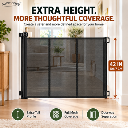 🏡🛡️ SafeNest – 42" Extra Tall Retractable Baby & Pet Gate, Extends Up to 60" Wide