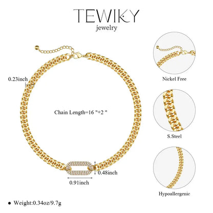 Cuban Link Chain Necklace with Zircon Clasp