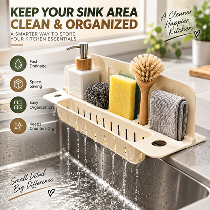 Sink Splash Guard in Kitchen with Drain Storage Compartment, Suction Cup Plastic Sink Water Shield Panel, L-Shape Water Splash Dam Stop Water Guard for Wash Basin Dining Room Dish Washing