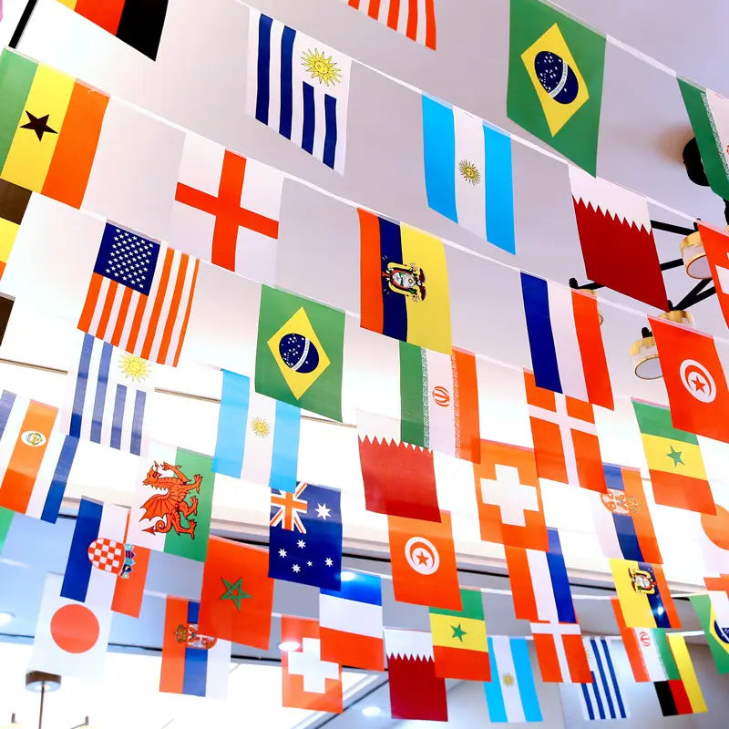 48 Country World Flags Banner, Waterproof Polyester Bunting for Soccer Watch Parties & Outdoor Decor